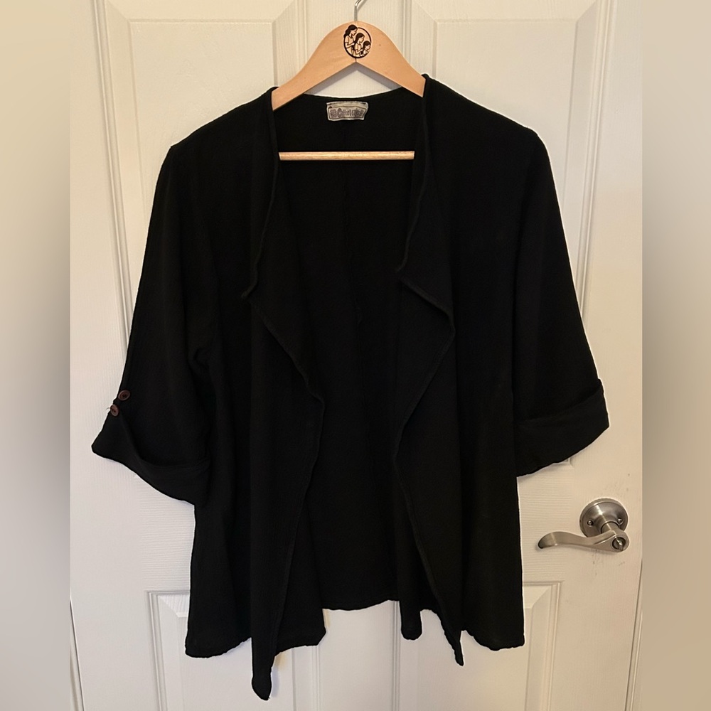 Elegant Black Women's short sleeved light weight cardigan size 2